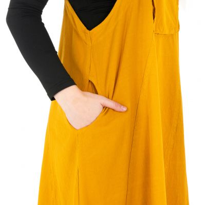 Dungaree / apron cotton dress Jayleen Mustard yellow Nepal