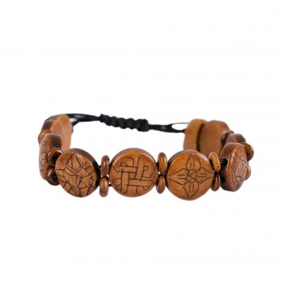 Bone bracelet Ashtamangala - round, brown, smaller