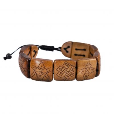 Bone bracelet Ashtamangala - square, brown