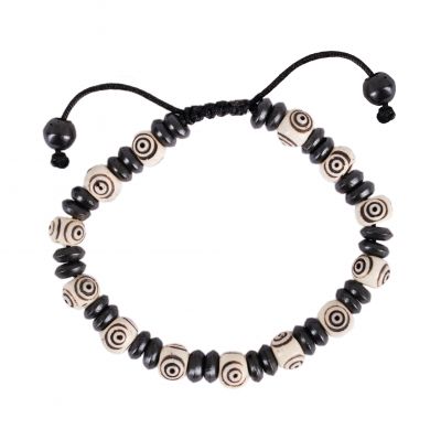 Bone bracelet Lucky beads - black-white