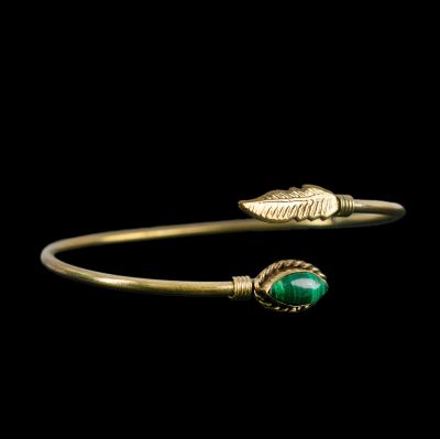 Brass bracelet Leen Malachite India