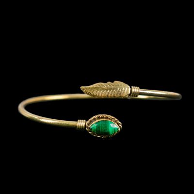 Brass bracelet Leen Malachite