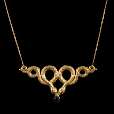 German silver pendant Serpent Loops – Black Onyx India