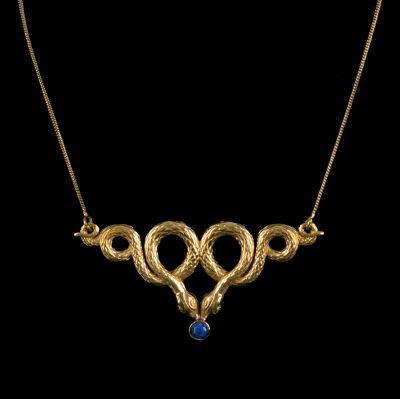 Brass pendant Serpent Loops – Lapis Lazuli India
