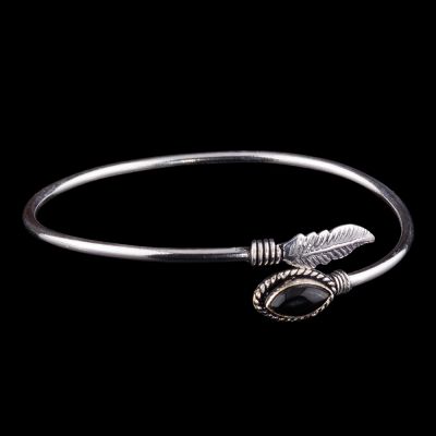 German silver bracelet Leena Black Onyx
