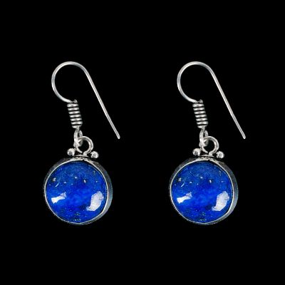 German silver earrings Purnima Lapis Lazuli