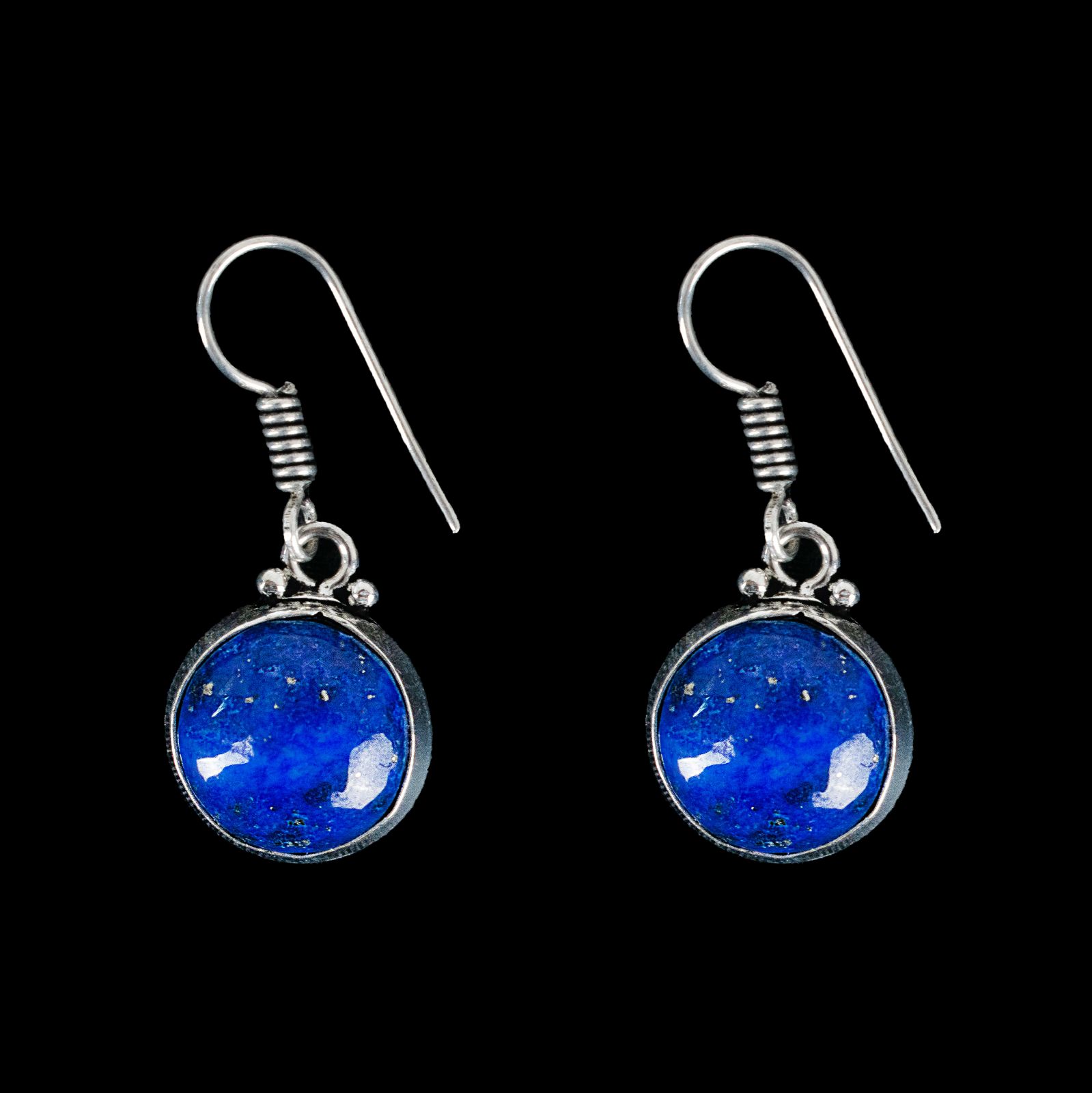 German silver earrings Purnima Lapis Lazuli India