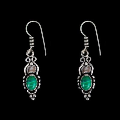 German silver earrings Putrim Malachite