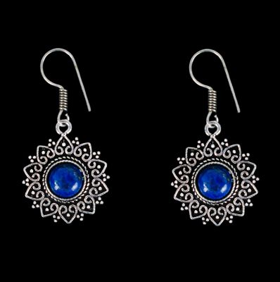German silver earrings Traya Lapis Lazuli