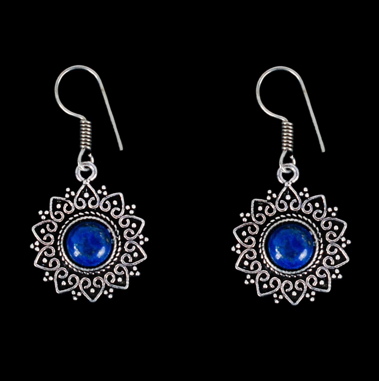 German silver earrings Traya Lapis Lazuli India