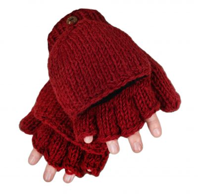 Woolen flip gloves Butwal Burgundy Nepal