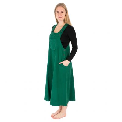 Dungaree / apron cotton dress Jayleen Bottle Green Nepal