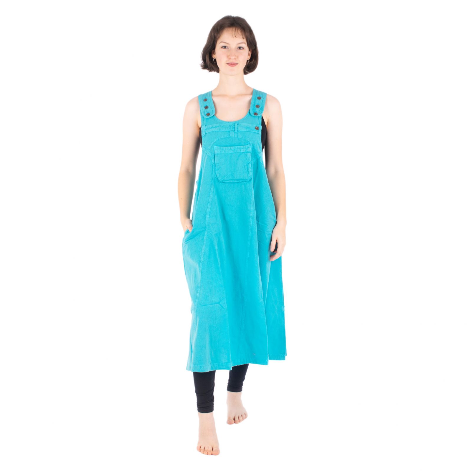 Dungaree / apron cotton dress Jayleen Pale Blue blue Nepal