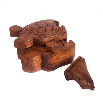Wooden puzzle jewellery box Turtle Indonesia