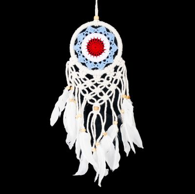 Crocheted dream catcher Naiche Red-Blue | ⌀ 12 cm, ⌀ 22 cm, ⌀ 43 cm