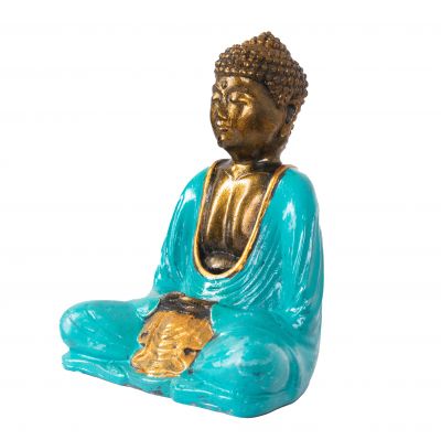 Painted resin statuette Colourful Buddha 16 cm (2) Indonesia