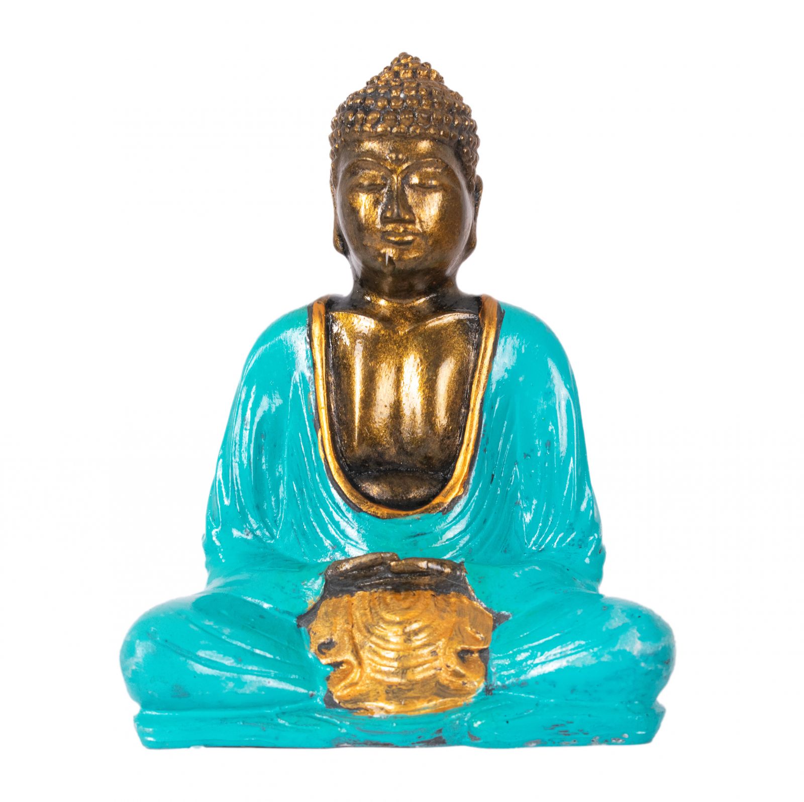Painted resin statuette Colourful Buddha 16 cm (2) Indonesia