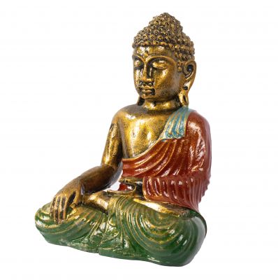 Painted resin statuette Colourful Buddha 23 cm red Indonesia