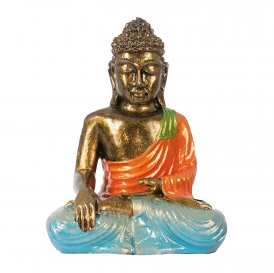 Painted resin statuette Colourful Buddha 23 cm orange