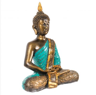 Painted resin statuette Colourful Buddha 29 cm Indonesia