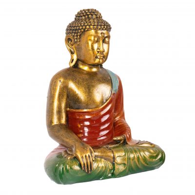 Painted resin statuette Colourful Buddha 30 cm Indonesia