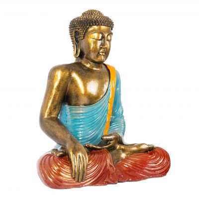Painted resin statuette Colourful Buddha 40 cm Indonesia