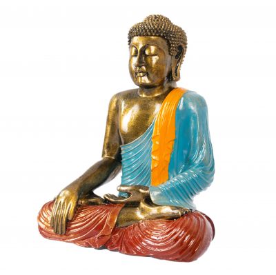 Painted resin statuette Colourful Buddha 40 cm Indonesia