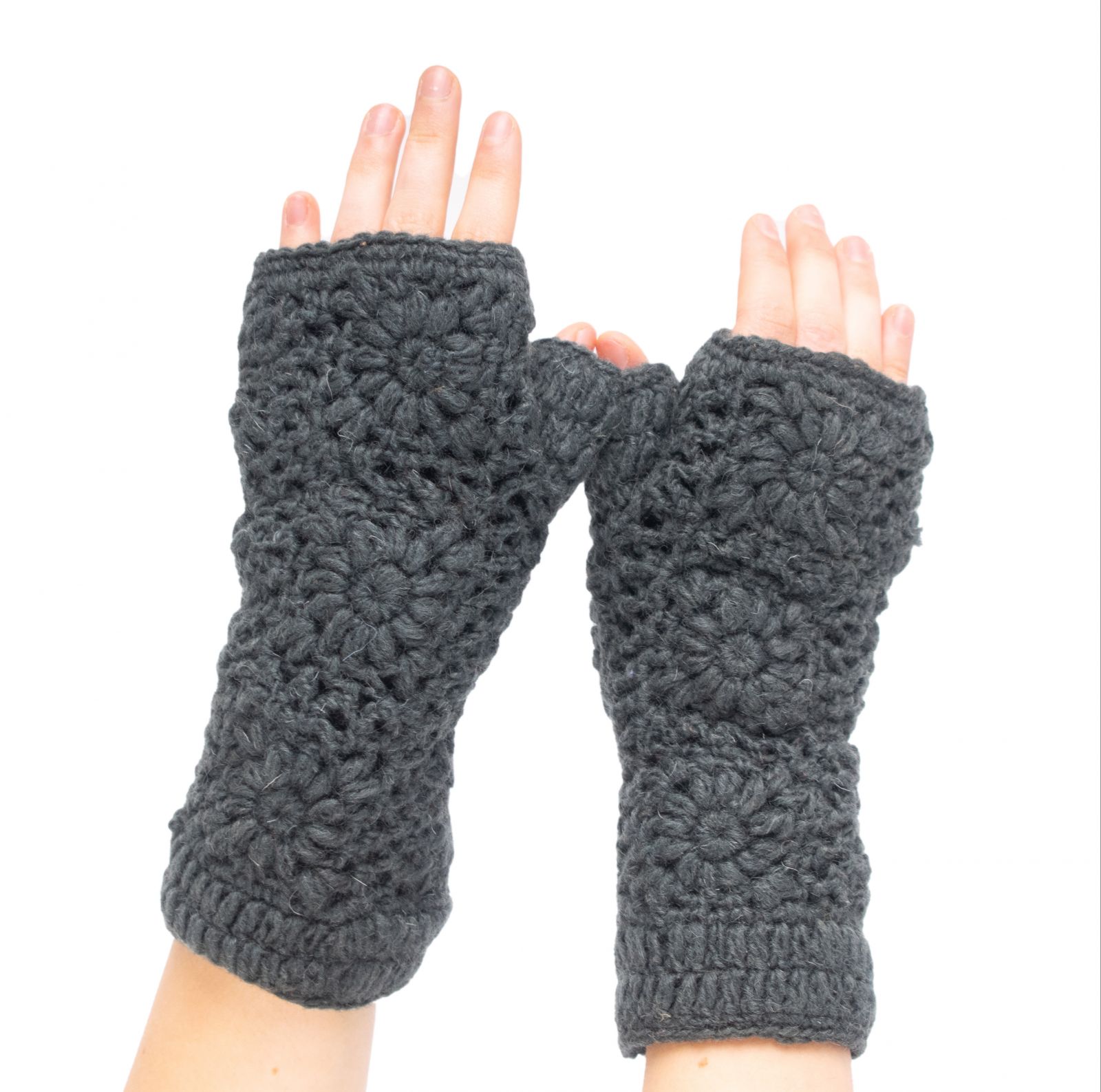 Woolen fingerless gloves Bardia Anchor Grey Nepal