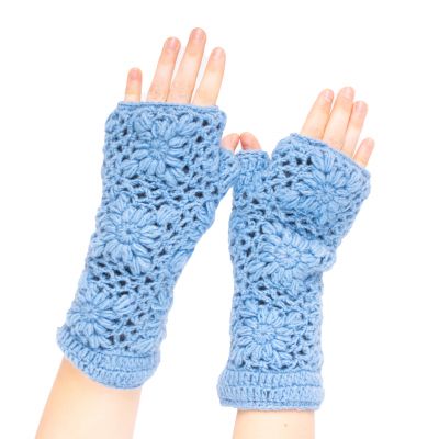 Woolen fingerless gloves Bardia Pale Blue