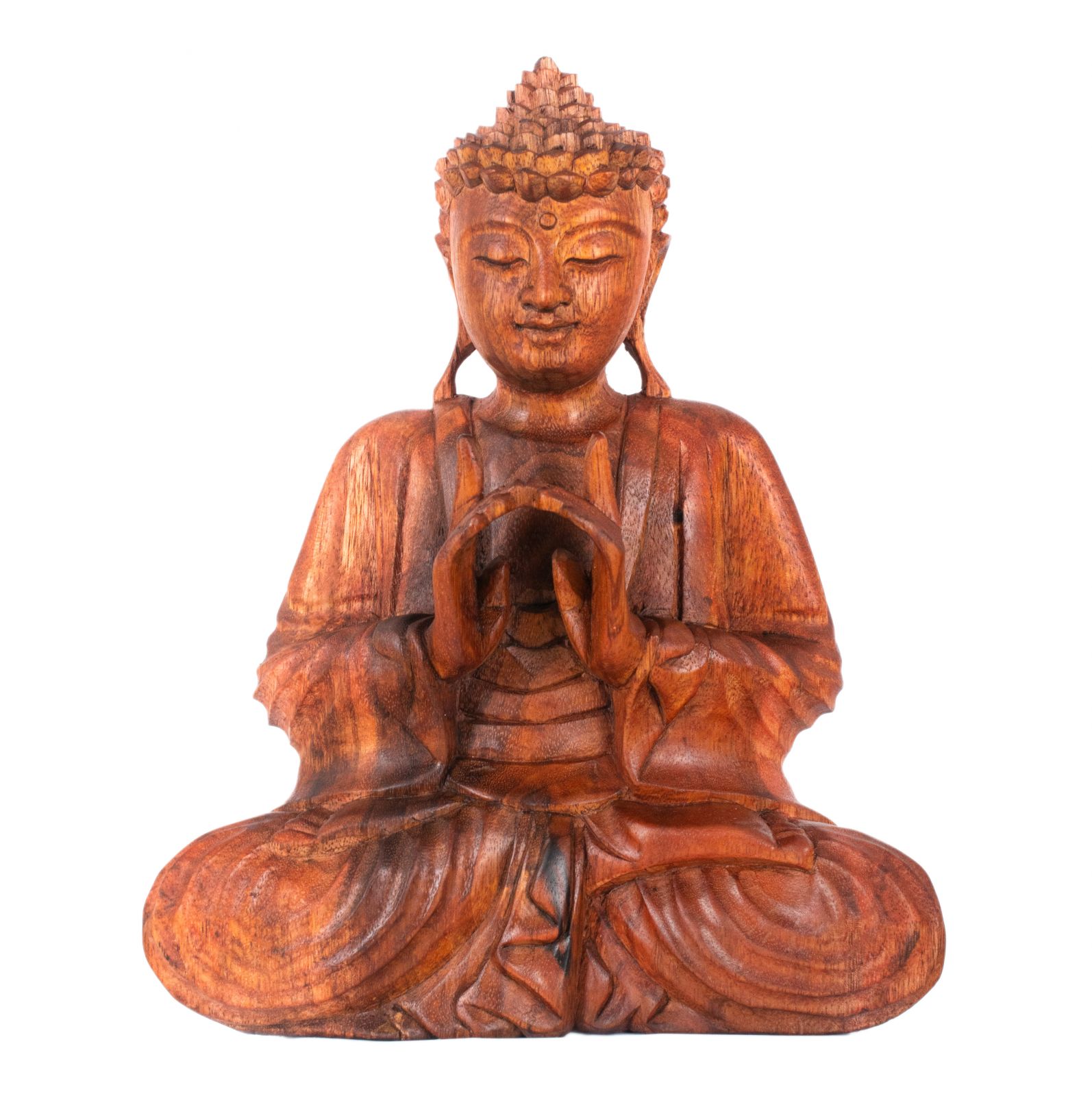 Carved wooden statue of Sitting Buddha 1 Indonesia