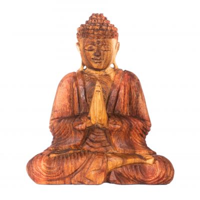 Carved wooden statue of Sitting Buddha 3 Indonesia
