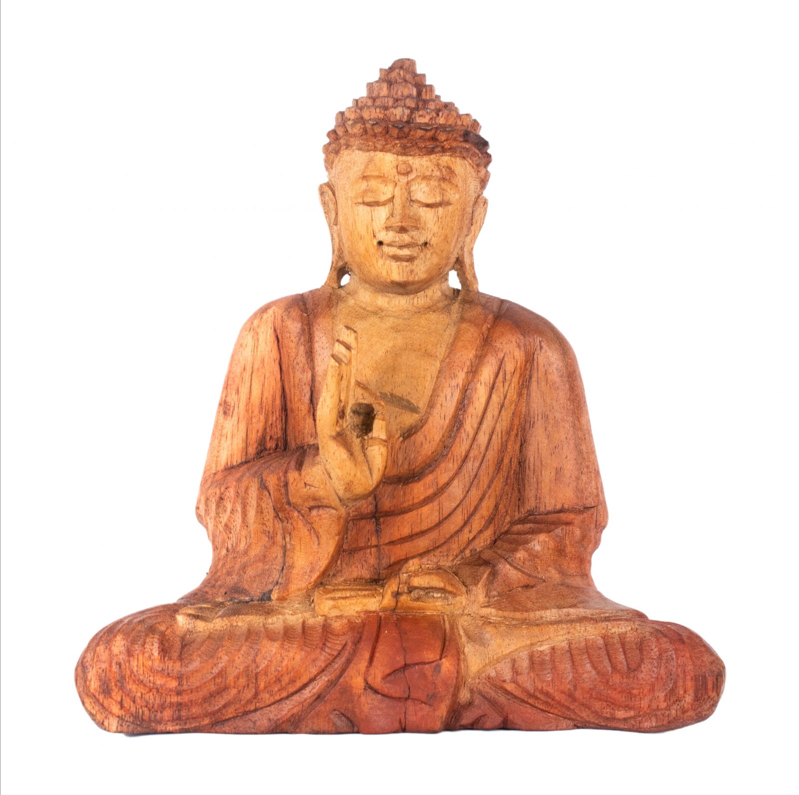 Carved wooden statue of Sitting Buddha 5 Indonesia