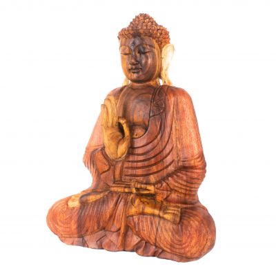 Carved wooden statue of Sitting Buddha 6 Indonesia