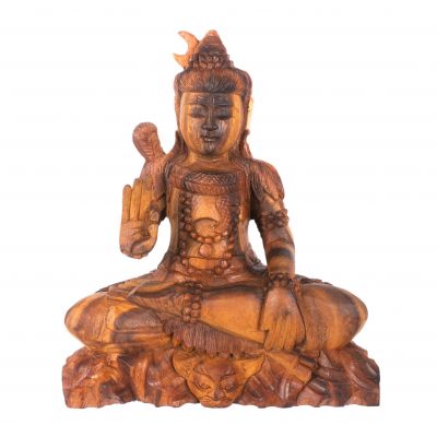Carved wooden statue of Sitting Shiva 2 | 20 cm, 30 cm, 40 cm