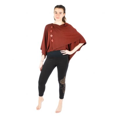 Women's poncho / pelerine with buttons Kanya Brick Red Thailand