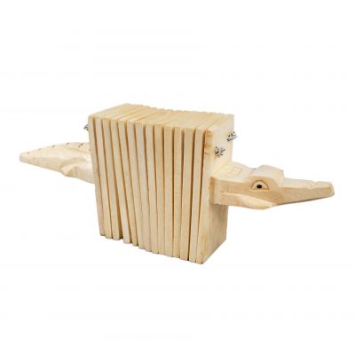 Wooden rattle in the shape of an accordion - Crocodile