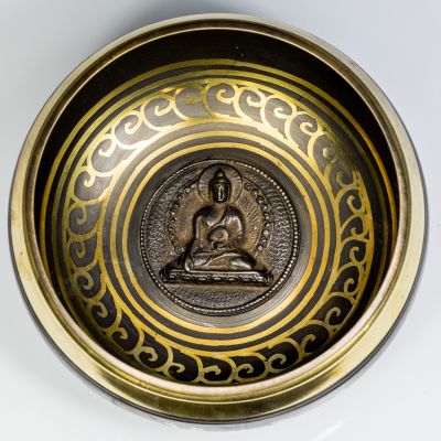 Engraved tibetan bowl Buddha 3 Nepal