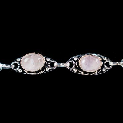 German silver bracelet Estefani Rose quartz India