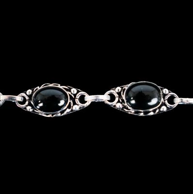 German silver bracelet Estefani Black Onyx India
