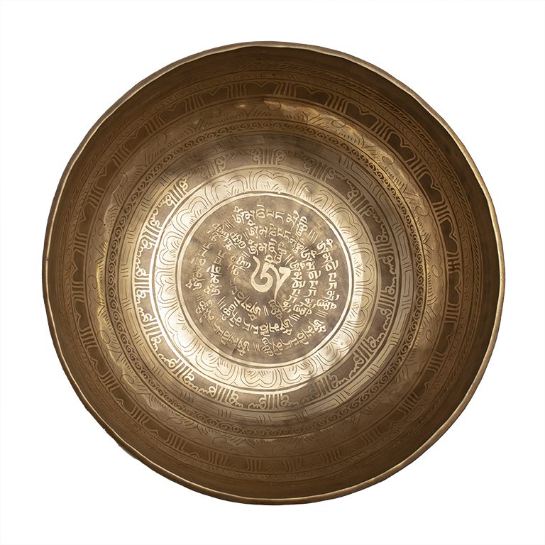 Hand hammered tibetan bowl Mantra Mandala Nepal