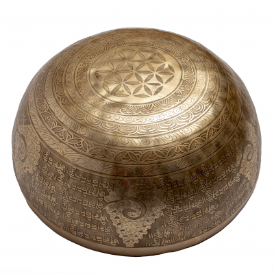 Hand hammered tibetan bowl Mantra Mandala Nepal