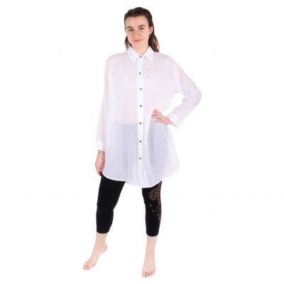 Single colour ladies shirt Savitree White - Long | UNI