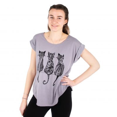 Short sleeve lady T-shirt Darika Cats 1 Grey | S/M