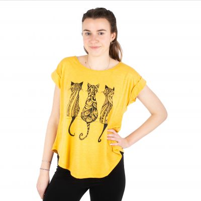 Short sleeve lady T-shirt Darika Cats 1 Yellow | S/M