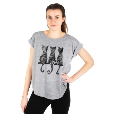 Short sleeve lady T-shirt Darika Cats 2 Greyish | S/M