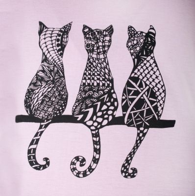 Short sleeve lady T-shirt Darika Cats 2 Violet Thailand
