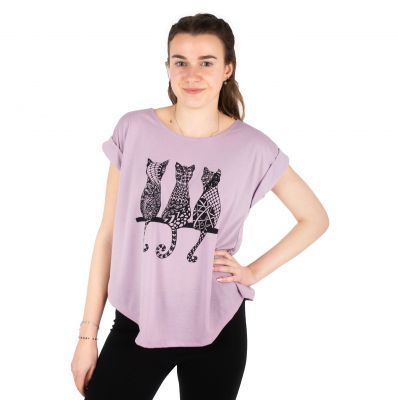 Short sleeve lady T-shirt Darika Cats 2 Violet | S/M