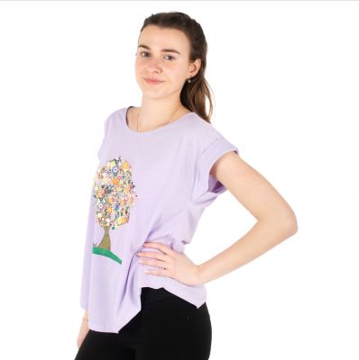 Short sleeve lady T-shirt Darika Tree of Friendship Lilac Thailand