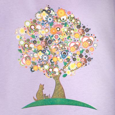 Short sleeve lady T-shirt Darika Tree of Friendship Lilac Thailand
