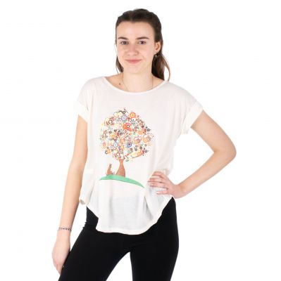 Short sleeve lady T-shirt Darika Tree of Friendship Yellowish | S/M